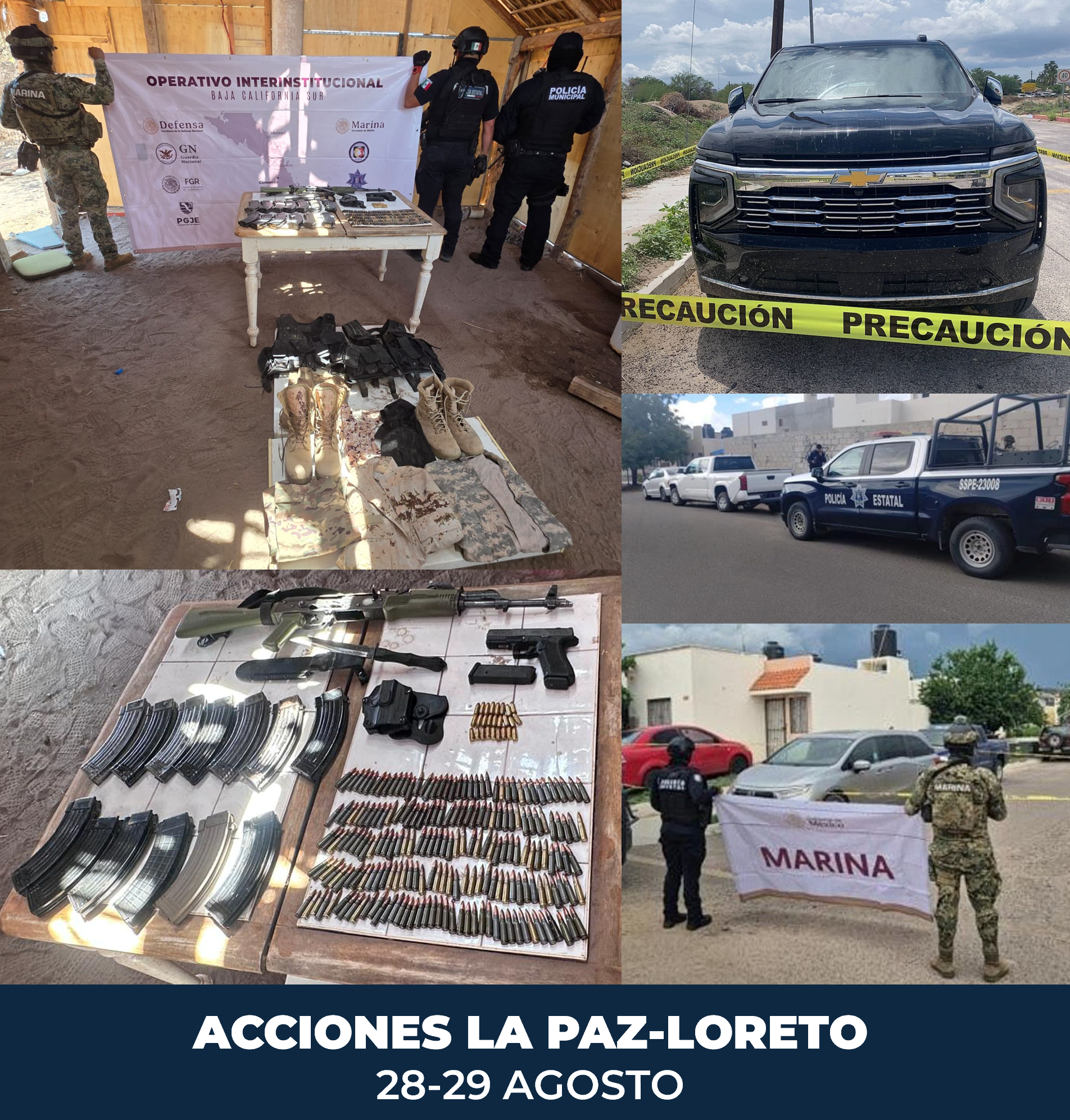 ASEGURAN ARMAS, CHALECOS, CARGADORES Y VEHÍCULOS EN OPERACIONES REALIZADAS EN LA PAZ Y LORETO