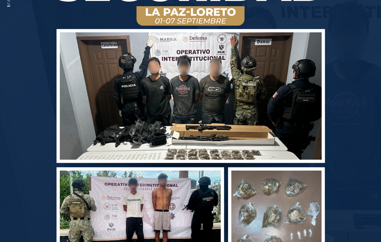 DOCE PERSONAS DETENIDAS, ARMAS Y NARCÓTICOS ASEGURADOS DURANTE OPERATIVOS EN LA PAZ Y LORETO