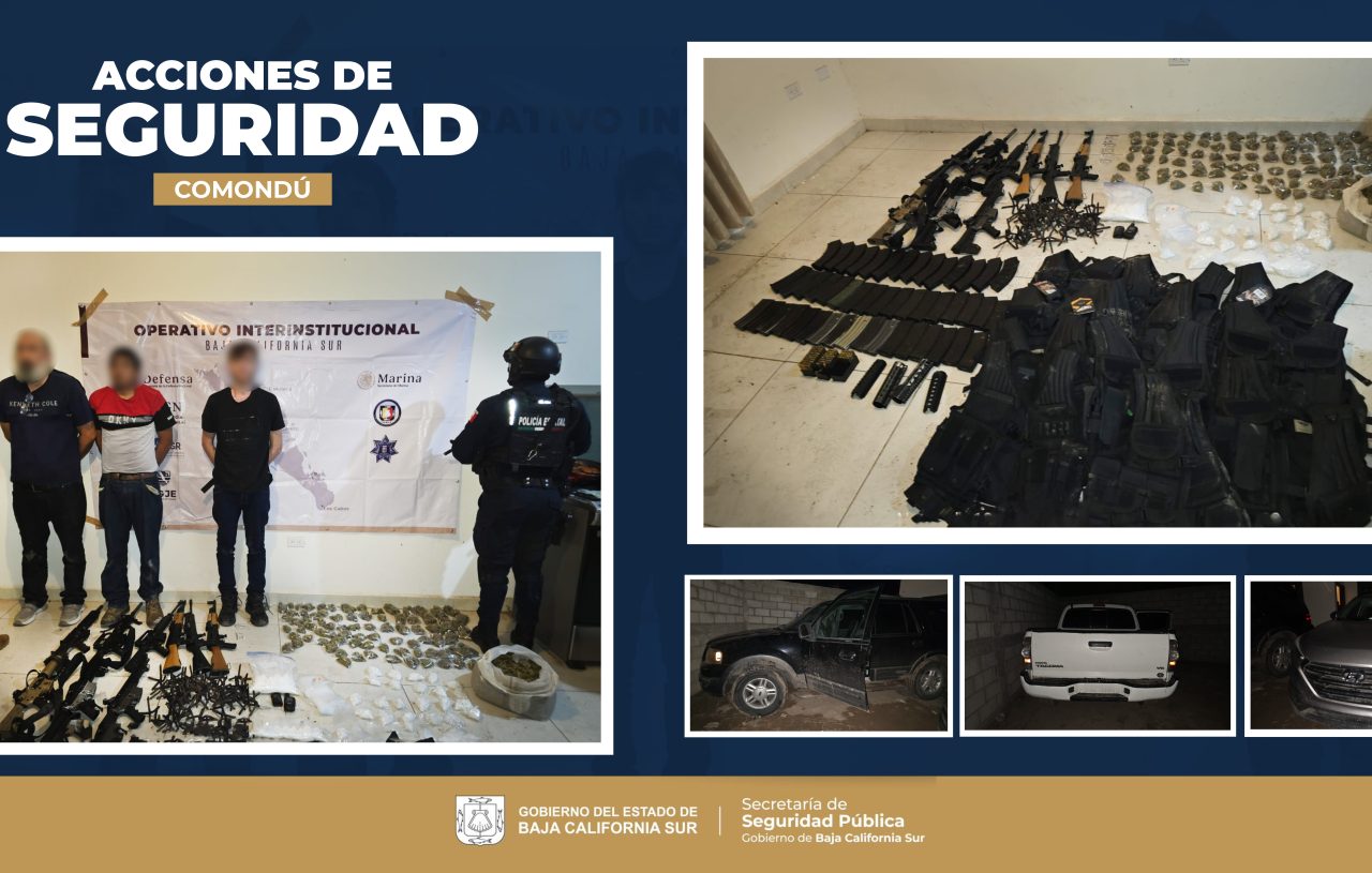 GENERADORES DE VIOLENCIA, ARMAS, NARCÓTICOS Y EQUIPO TÁCTICO ASEGURADOS DURANTE OPERATIVO EN COMONDÚ