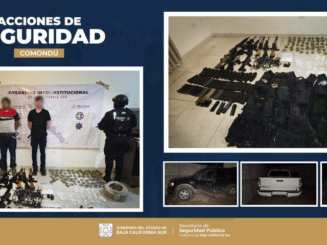 GENERADORES DE VIOLENCIA, ARMAS, NARCÓTICOS Y EQUIPO TÁCTICO ASEGURADOS DURANTE OPERATIVO EN COMONDÚ