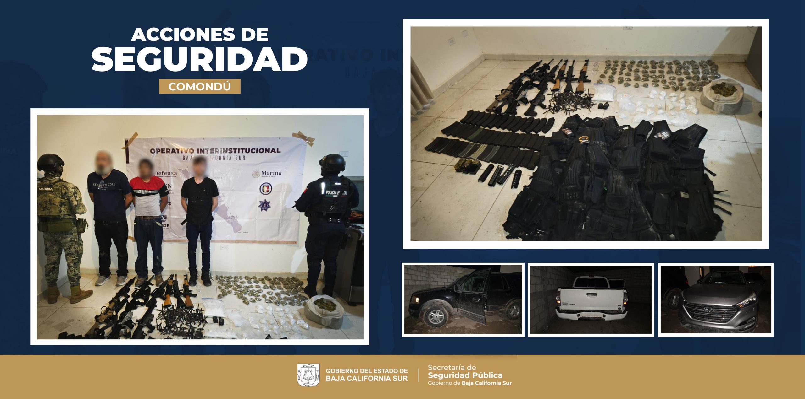 GENERADORES DE VIOLENCIA, ARMAS, NARCÓTICOS Y EQUIPO TÁCTICO ASEGURADOS DURANTE OPERATIVO EN COMONDÚ