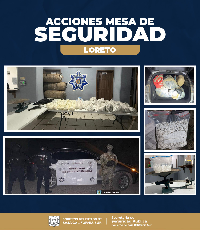 IMPORTANTE ASEGURAMIENTO DE NARCÓTICOS DURANTE OPERATIVO DE LA MESA ESTATAL DE SEGURIDAD EN LORETO