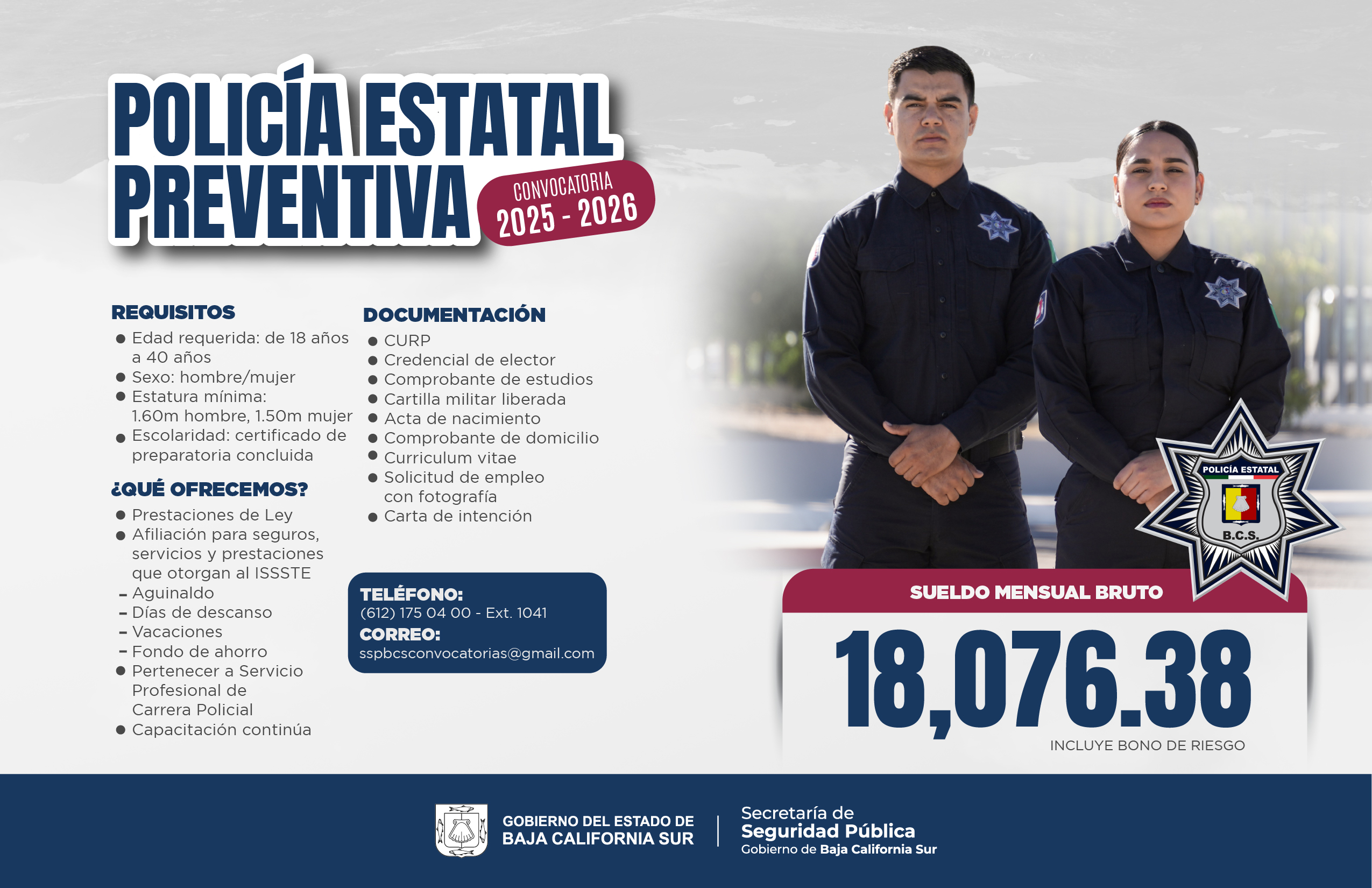 SSPE ABRE CONVOCATORIAS PARA INTEGRARSE A LA POLICÍA ESTATAL PREVENTIVA Y POLICÍA PENITENCIARIA