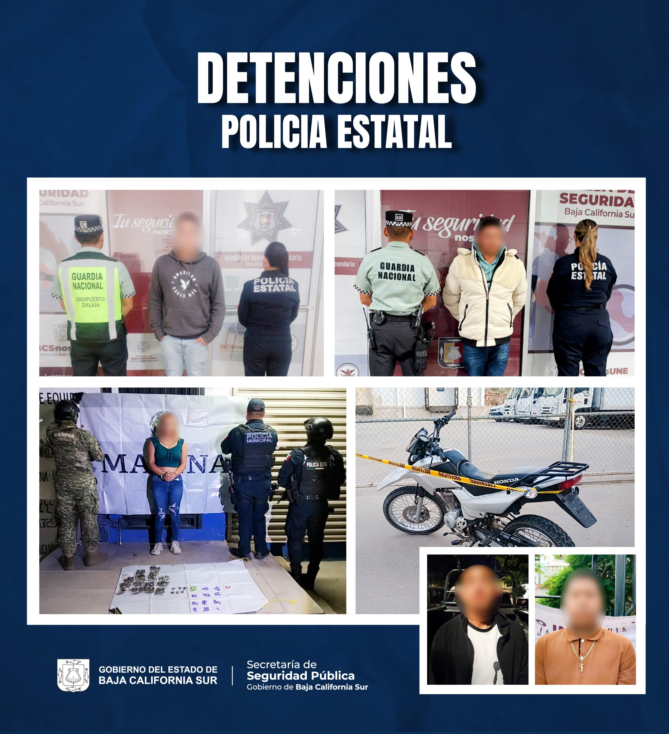 POR NARCÓTICOS Y ROBO DETIENE LA POLICÍA ESTATAL A SEIS PERSONAS EN PATRULLAJES PREVENTIVOS