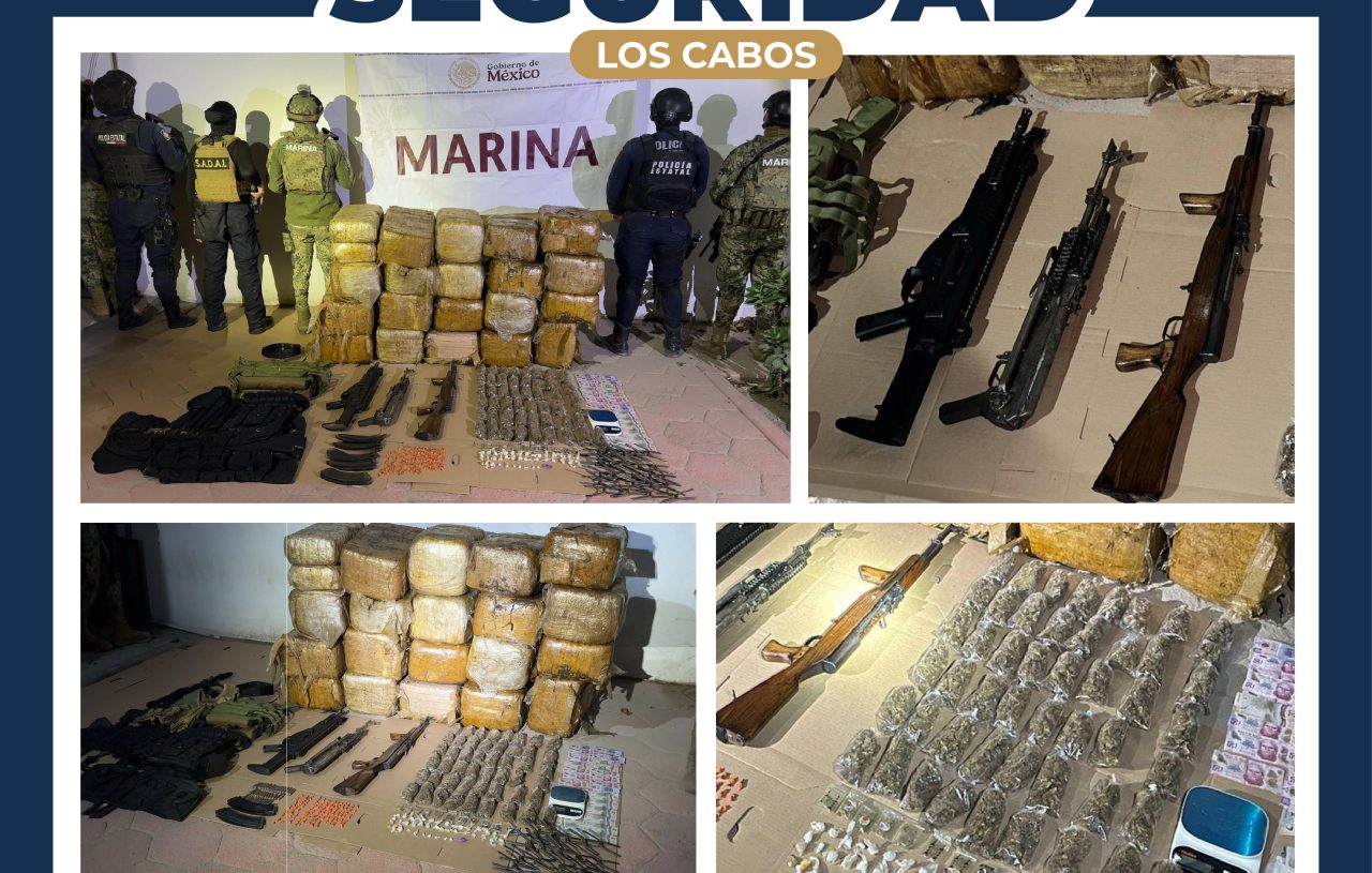 OPERATIVOS CONJUNTOS PERMITEN ASEGURAMIENTO DE ARMAS, VEHÍCULOS Y NÁRCÓTICOS EN LOS CABOS