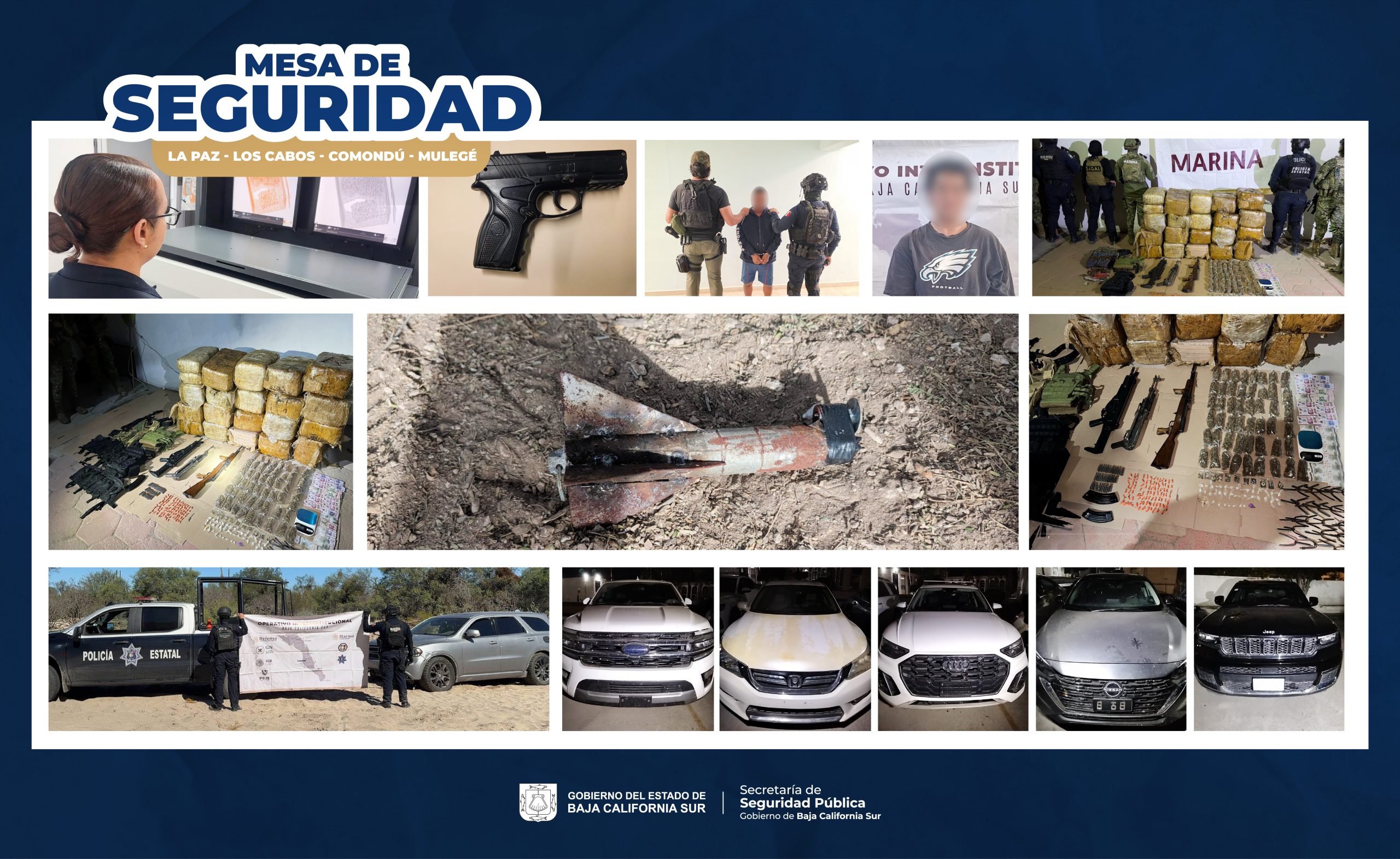 ARMAS, NARCÓTICOS, EXPLOSIVOS Y VEHÍCULOS ASEGURADOS EN ACCIONES OPERATIVAS DE LA SEMANA