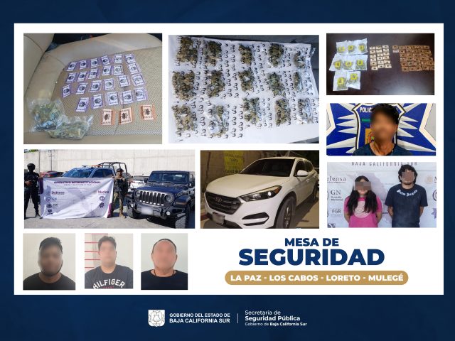 ASEGURAN NARCÓTICOS, VEHÍCULOS Y CÁMARAS PARASITAS EN OPERATIVOS DE LA PAZ Y LOS CABOS